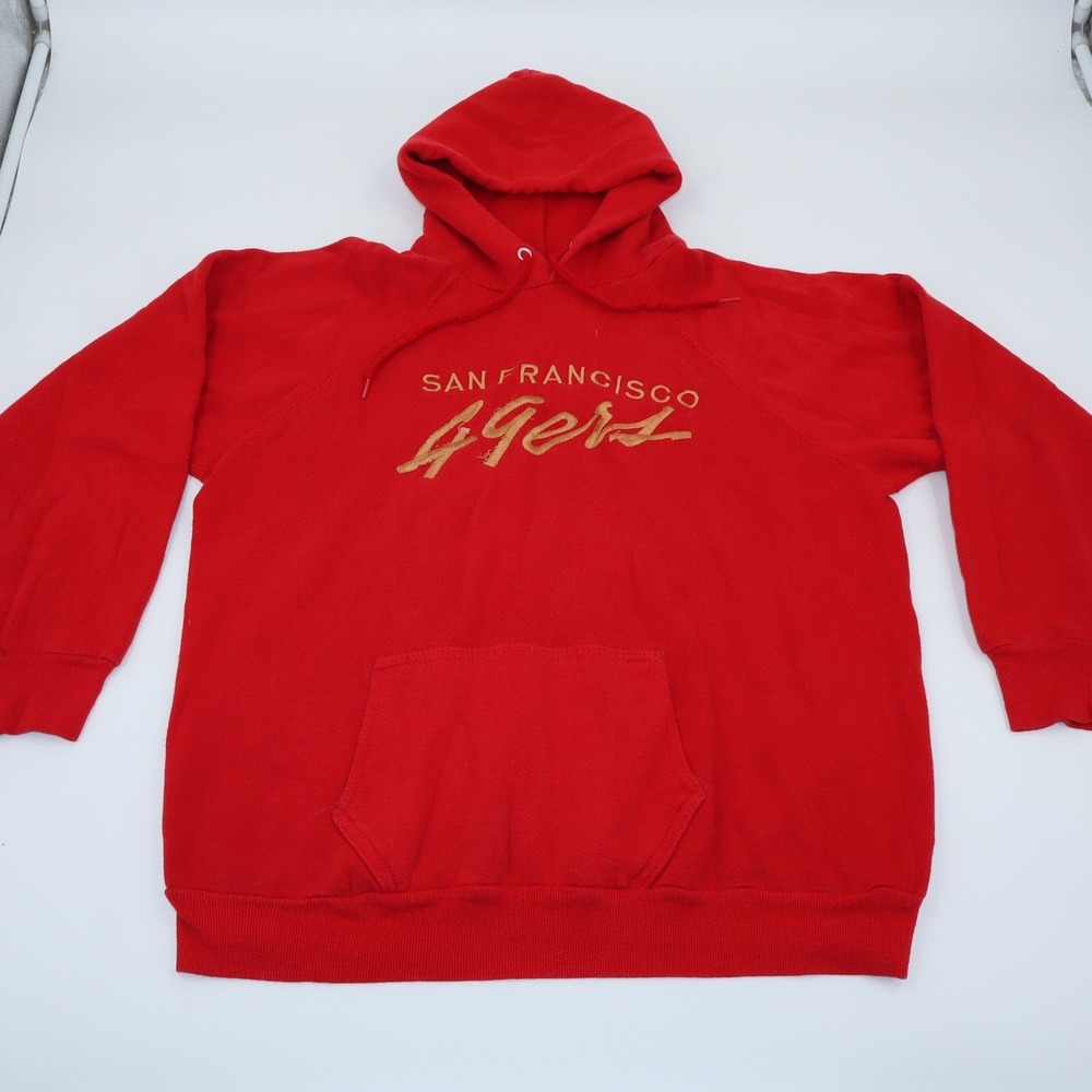 Vintage San Francisco 49ers‎ Hoodie Red Embroidered Tultex Mens XL